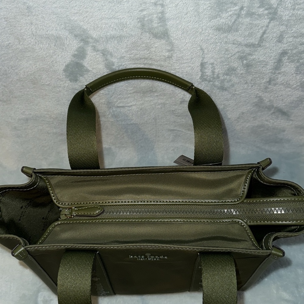 kate spade Green Small Structured Tote with Webbing Details - Picture 9 of 14